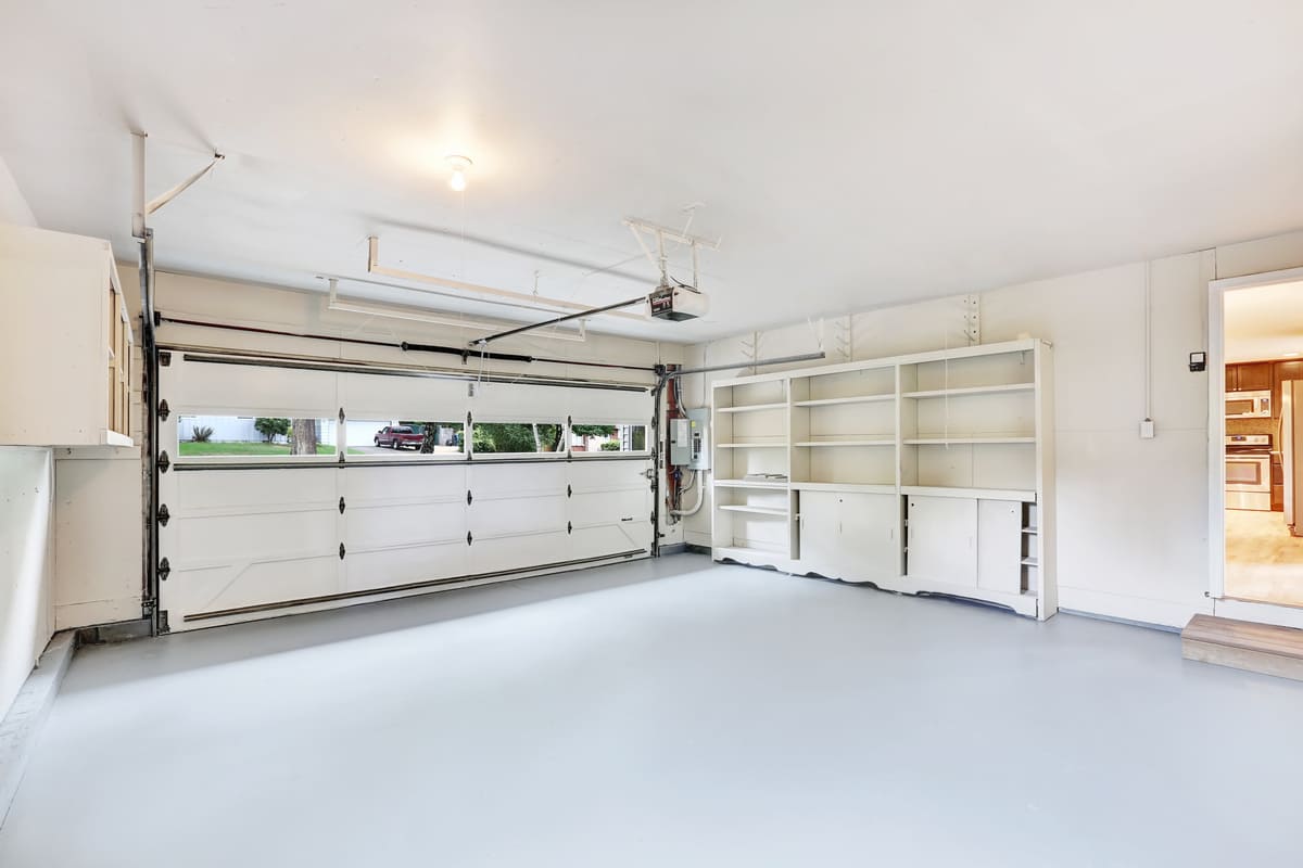 Big white garage inside